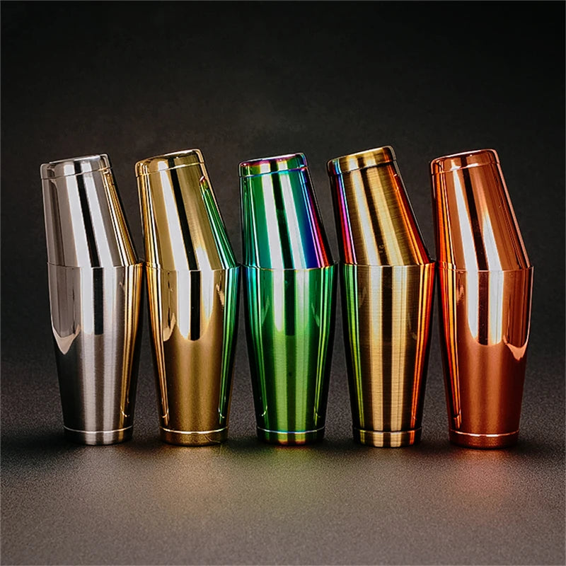 Stainless Steel Cocktail Boston Bar Shaker: 2-piece Set: 18oz Unweighted & 28oz