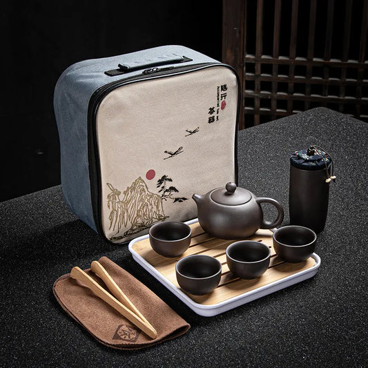 Purple Clay Travel Tea Set Yixing Teapot Drinkware