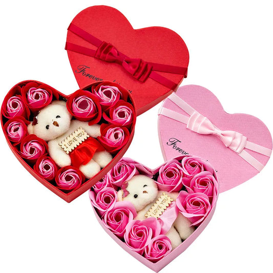 10pcs I LOVE YOU Valentines Soap Rose Flower Gift Box