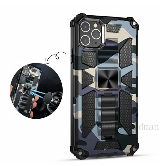 Armor Camouflage Magnetic Shockproof Phone Case for iPhone