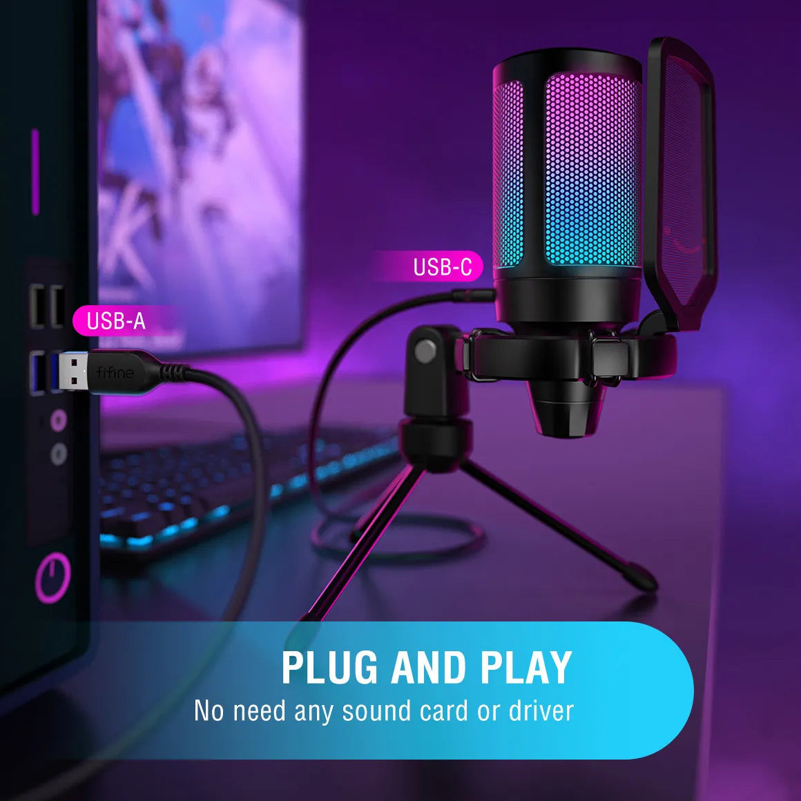 Ampligame USB Microphone for Gaming Streaming