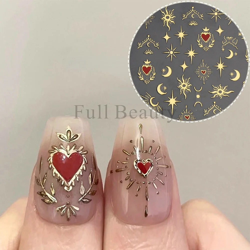 3D Heart Stickers For Nails Valentines Day