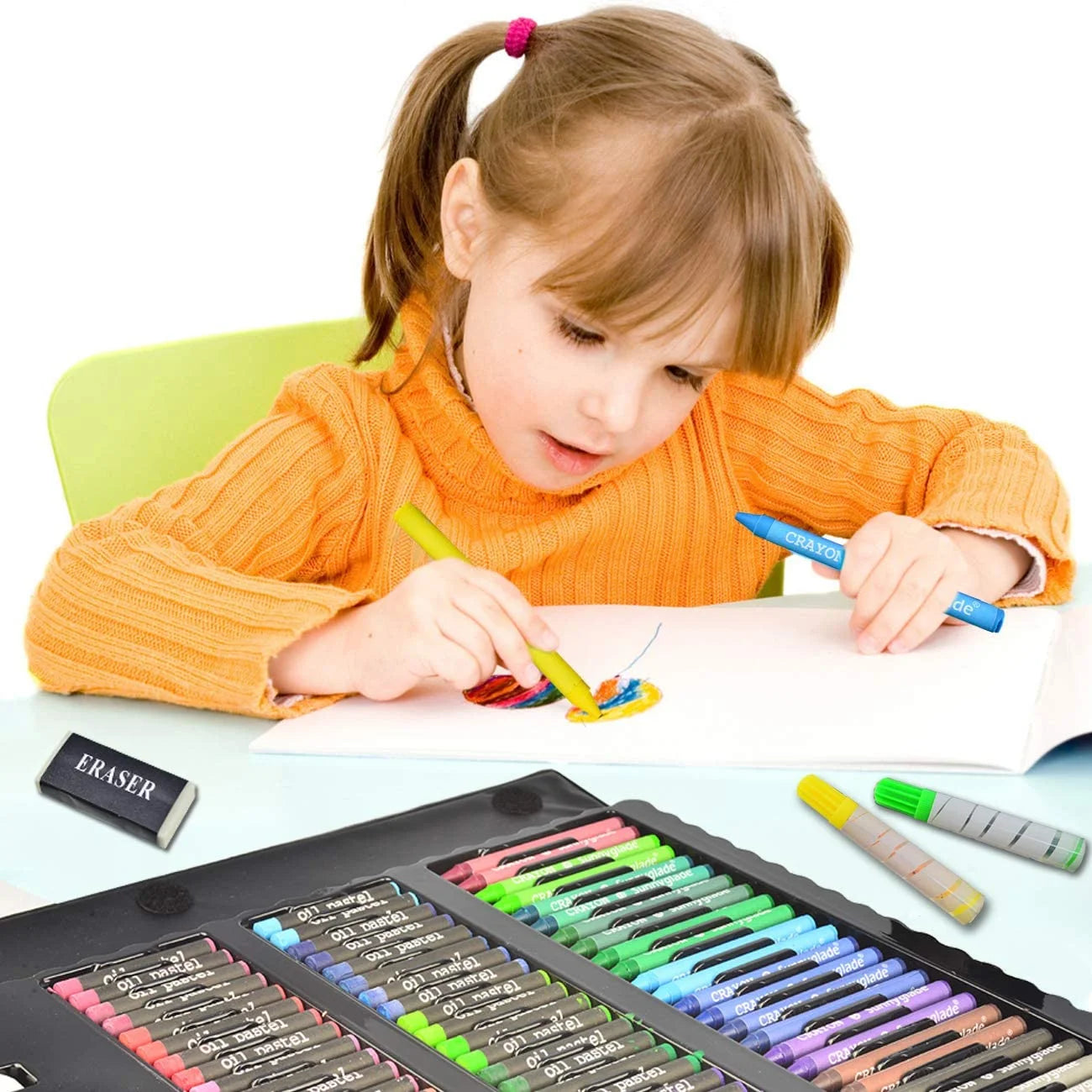 150-208 Pcs Art Set Watercolor Markers Crayons Water Pen Drawing Set