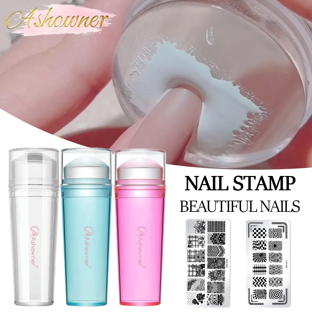 Transparent Nail Stamper With Scraper 2pcs
