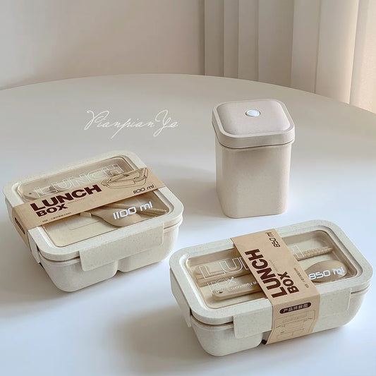Wheat Straw Lunch Box Healthy BPA Free Bento Boxes Microwave