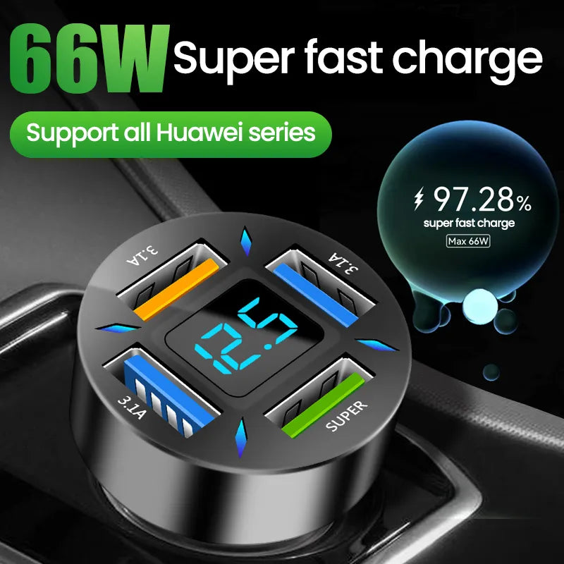 4 Ports USB Car Charger Fast Charging