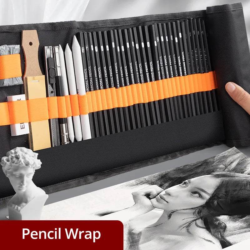 Sketch Pencils Set Sketching Kit Roll Up