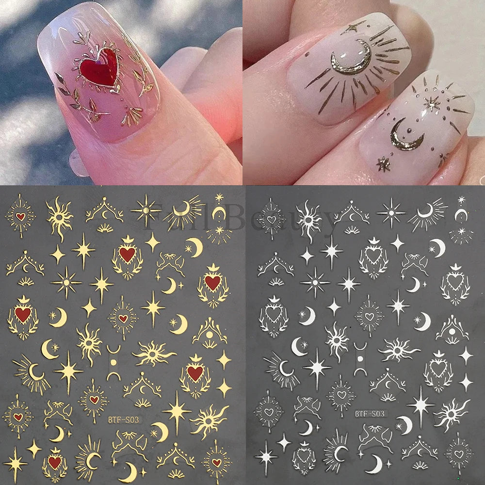 3D Heart Stickers For Nails Valentines Day