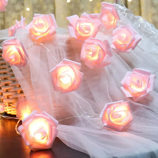 Rose Flower Festoon LED String Lights for Home Valentines