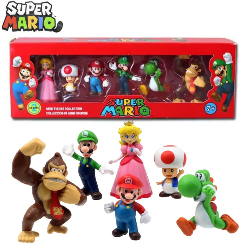 6Pcs 3-7cm Super Mario Bros Figures