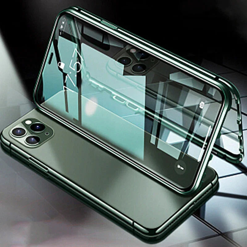 Privacy Magnetic Double Sided Tempered Glass Phone Case for iPhone