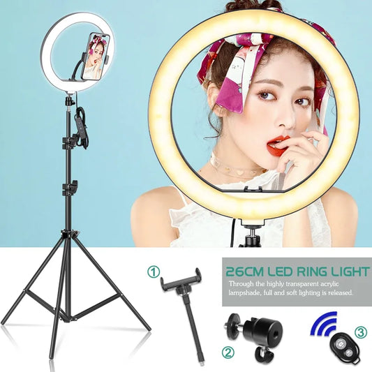 10inch Large Selfie LED Video Ring Light Lamp With Tripod Stand