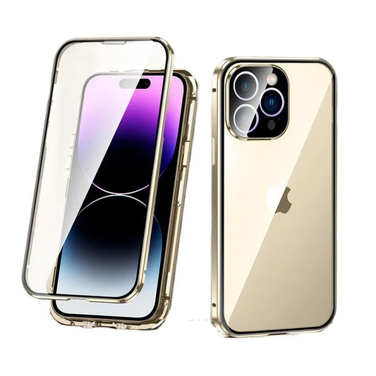 Privacy Magnetic Double Sided Tempered Glass Phone Case for iPhone