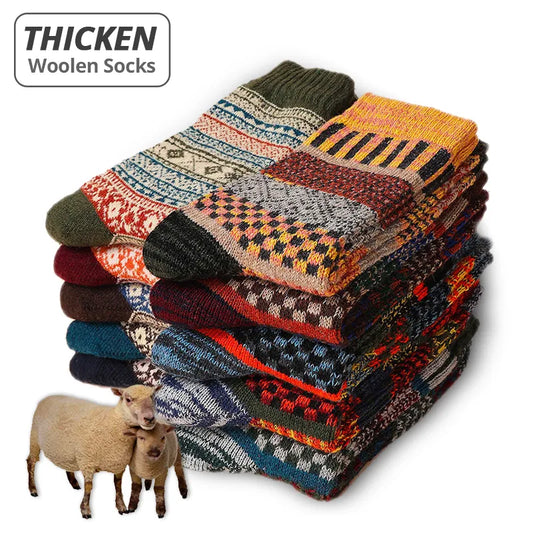 5 Pairs Winter Men's Socks Thicken Sheep's Wool