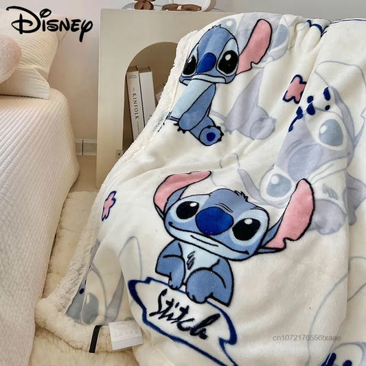 Disney Milk Flannel Blanket  Cartoon Stitch Cute Plush  Nap Blankets