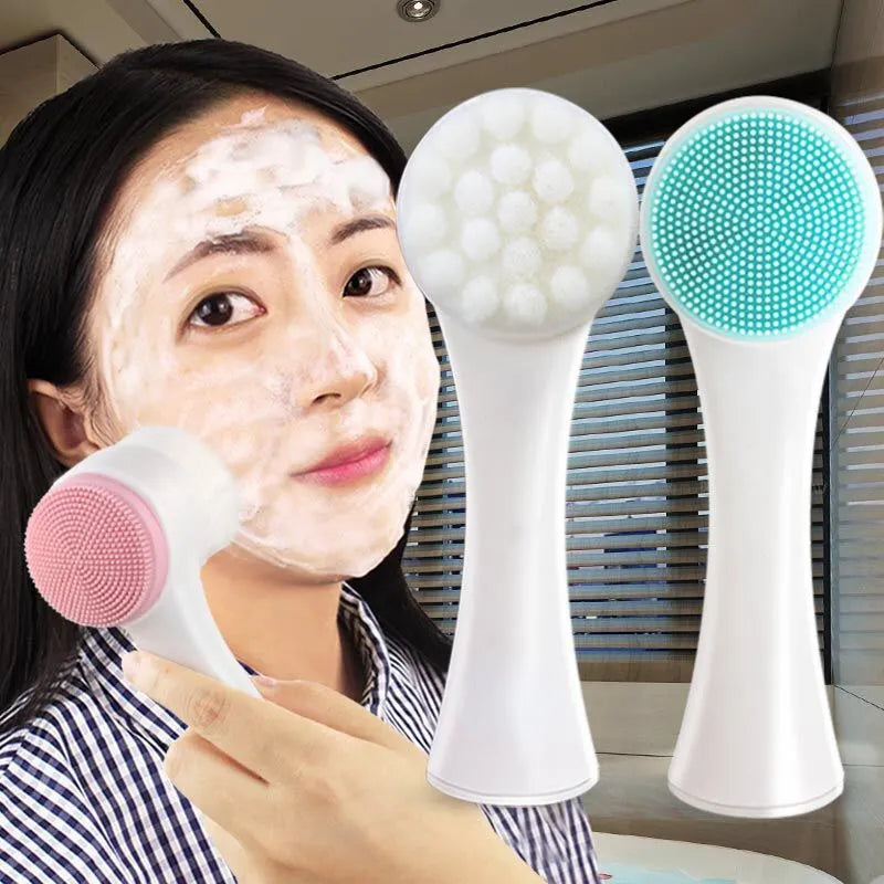 Silica Gel Facial Brush Double Sided Facial Cleanser