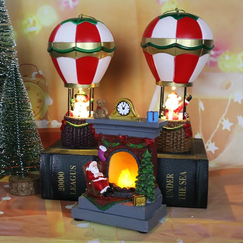 Snowman Santa Claus Hot Air Balloon Christmas LED Light Ornaments