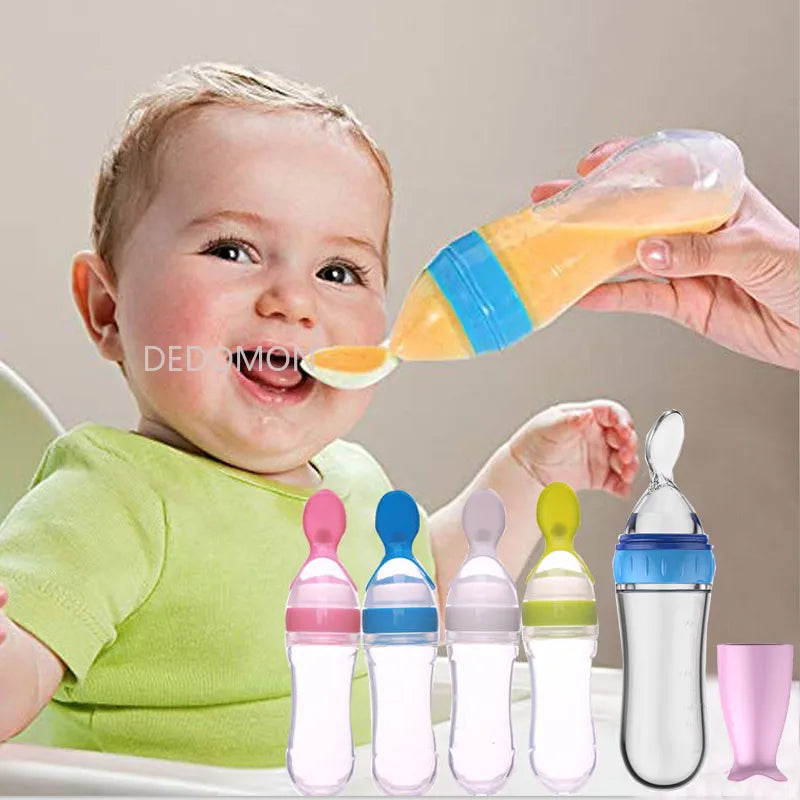 Squeezing Feeding Silicone Newborn Baby Training Spoon