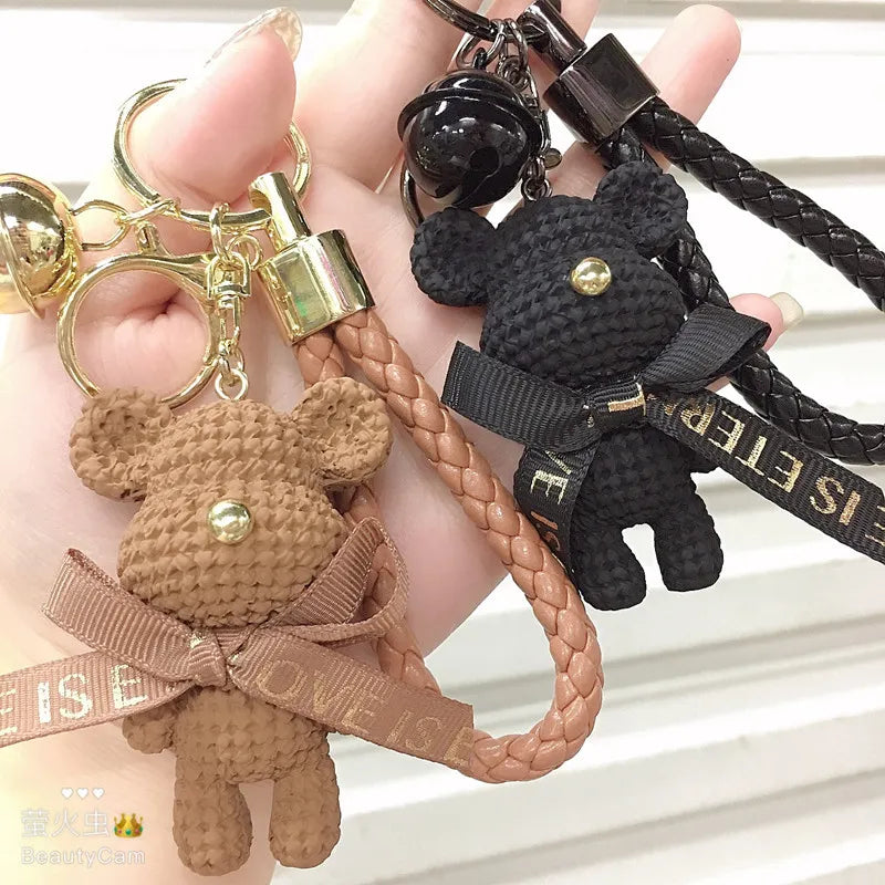Cute Bear Key Chain Resin Bow Bell Rabbit Keychain