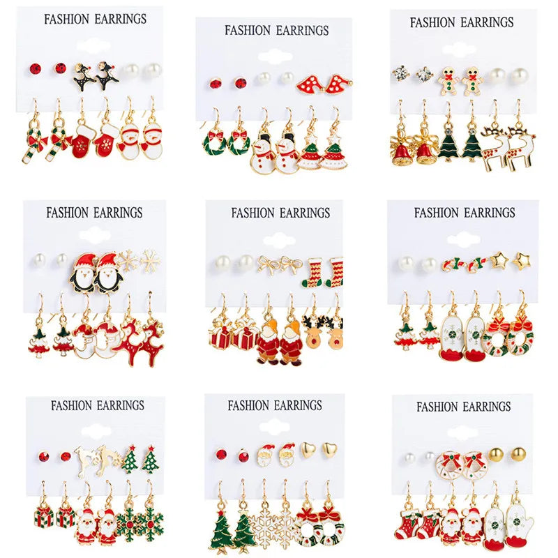 6 pairs Christmas Stud Earrings