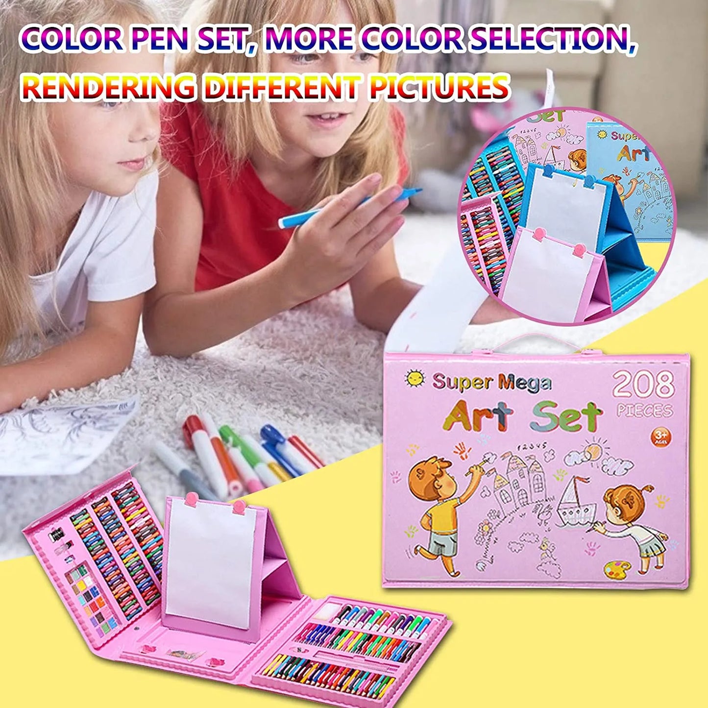 150-208 Pcs Art Set Watercolor Markers Crayons Water Pen Drawing Set